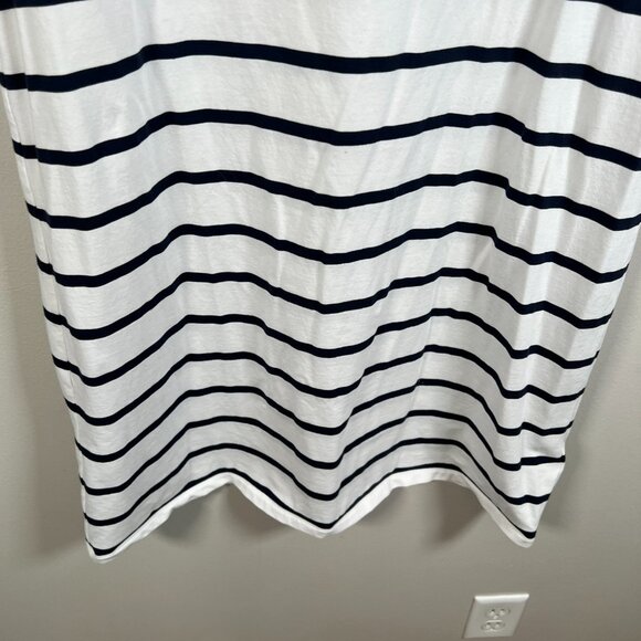Athleta Essential Tee Dress Size Medium Petite Blue Stripe Minimal Casual Comfy - Picture 5 of 9